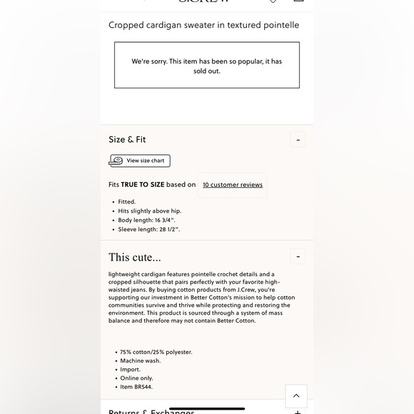 J.Crew Cropped Cardigan sweater in Textured Pointelle sz L NWOT - Picture 3 of 8